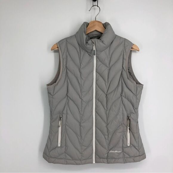 EDDIE BAUER EB700 Gray Zip Up Puffer Vest Womens Size Medium - Picture 1 of 8